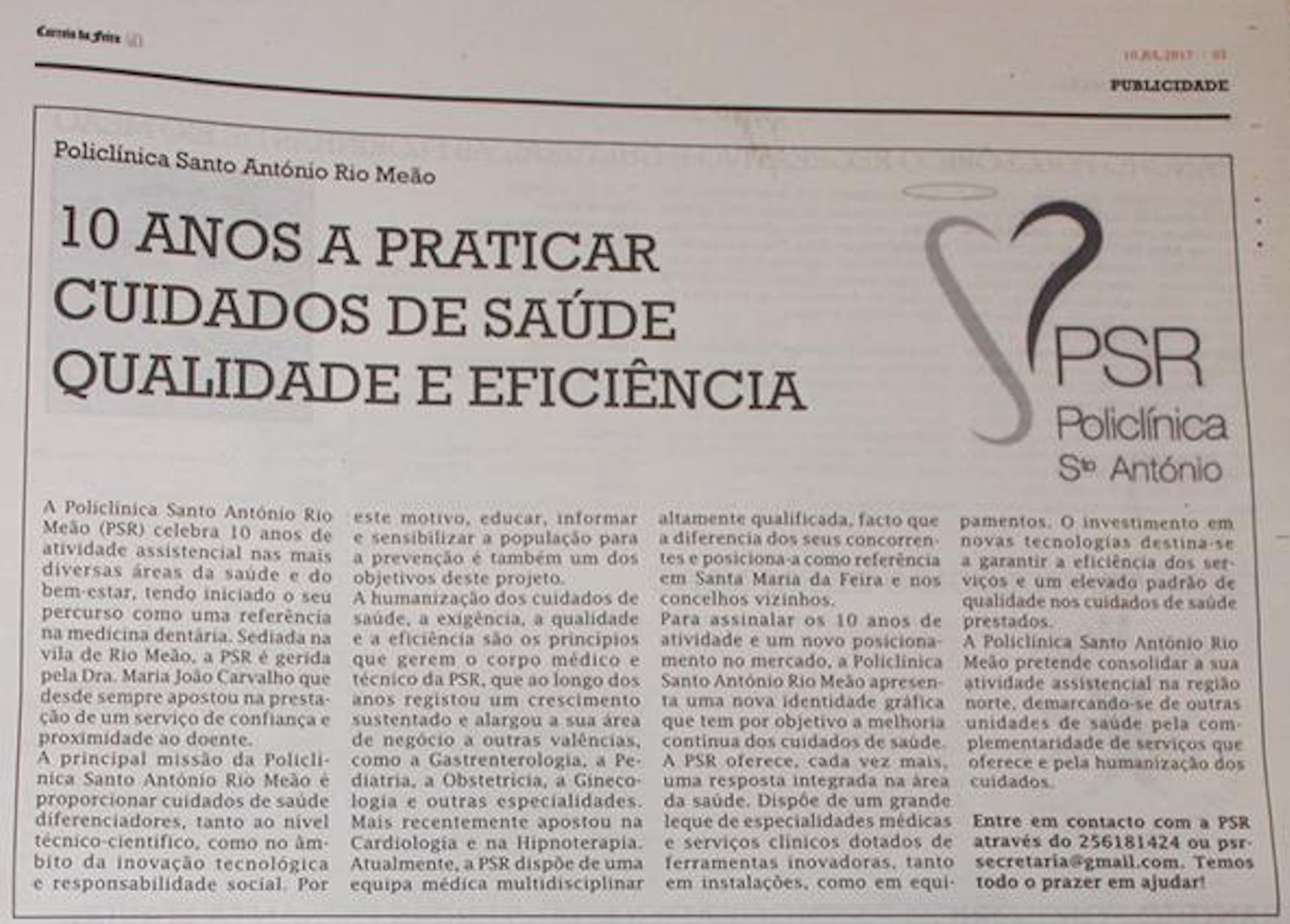 10 anos a praticar cuidados de saúde com qualidade e eficiência